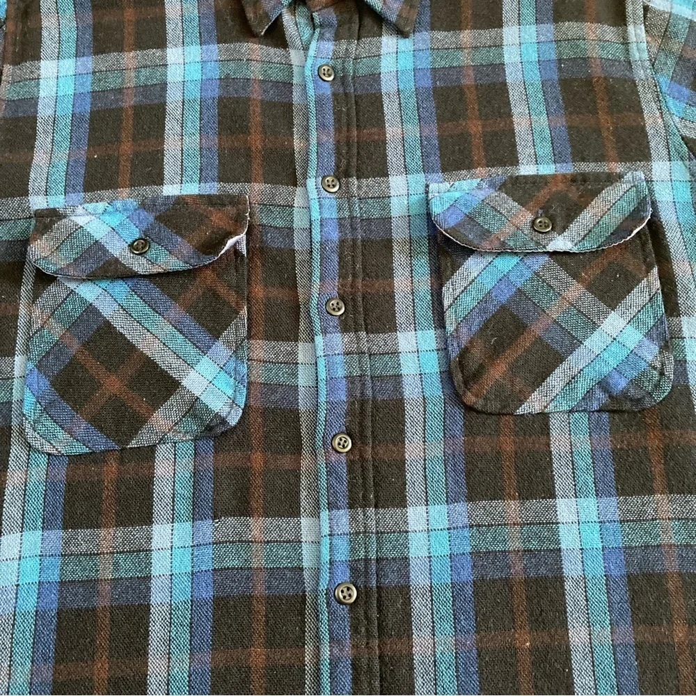Vintage Sears Roebuck and Co. Plaid Flannel Acrylic Wool Button Up Shirt Sz L - Picture 2 of 7